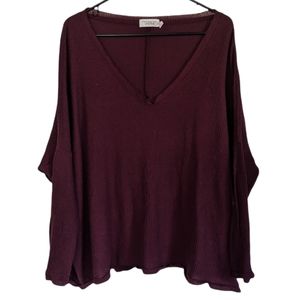 Out From Under burgundy v-neck dolman sleeve knit sweater top - size M